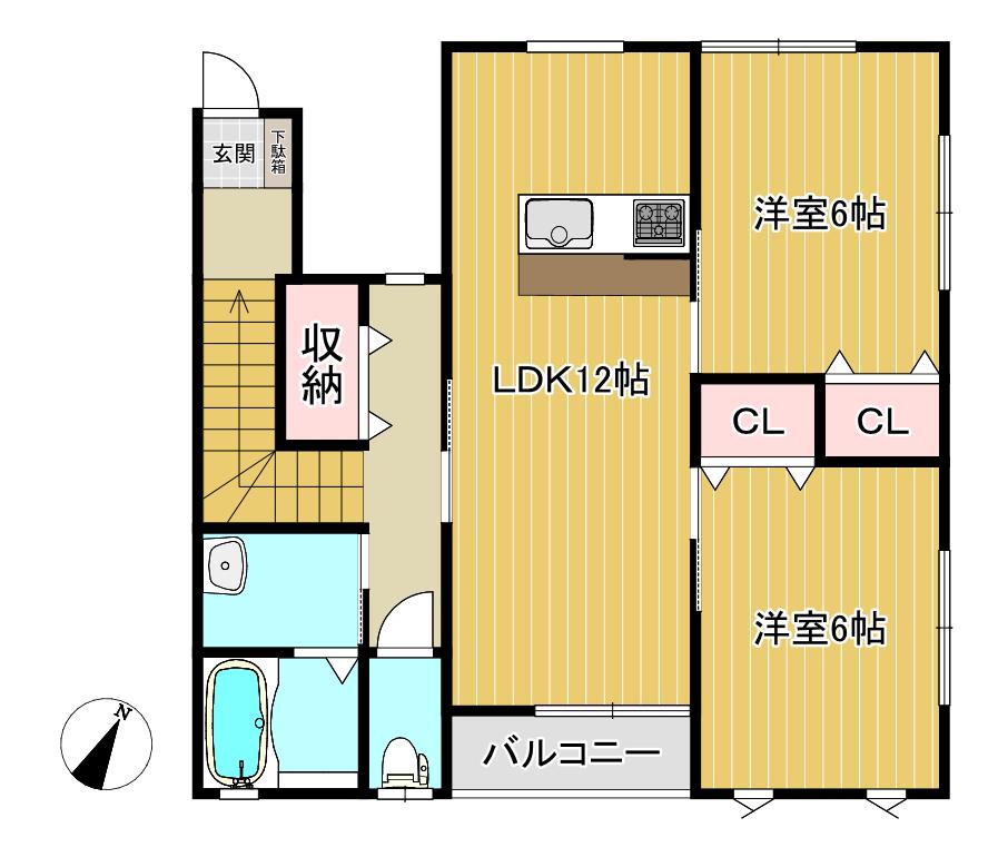 コンフォートC(2LDK/2階)の間取り写真
