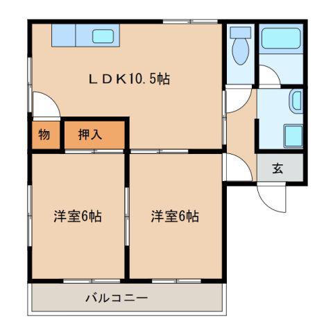 ソフィア壱番館(2LDK/3階)の間取り写真