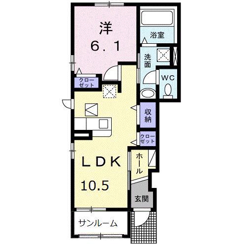 ガーデン・エアリー(1LDK/1階)の間取り写真
