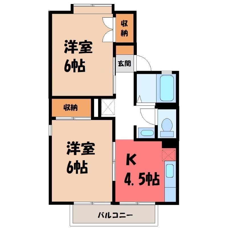 マロニエ6番館(2K/1階)の間取り写真