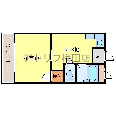メゾン扇町(1DK/4階)の間取り写真