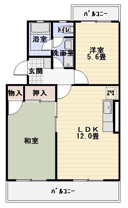 ヴィブレ鷲巣(2LDK/3階)の間取り写真