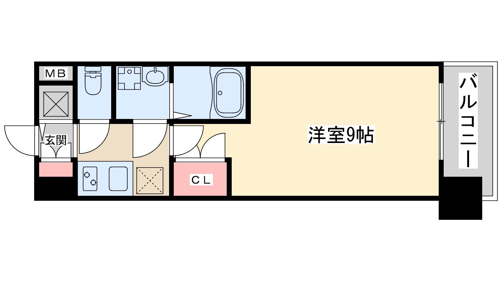 WGB江坂(1K/4階)の間取り写真