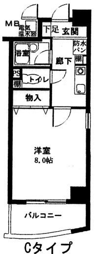 アンシャンテ南堀江(1K/2階)の間取り写真