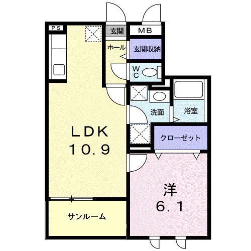ヴンダーバール(1LDK/1階)の間取り写真