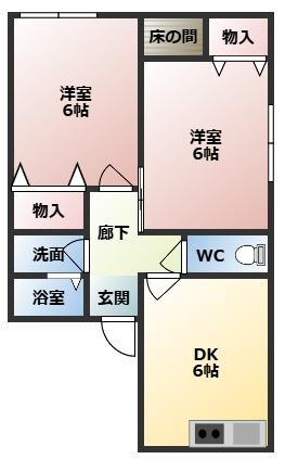 M`S天理(2DK/1階)の間取り写真