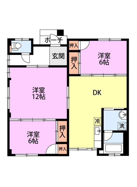 三和荘 A棟(3DK/1階)の間取り写真