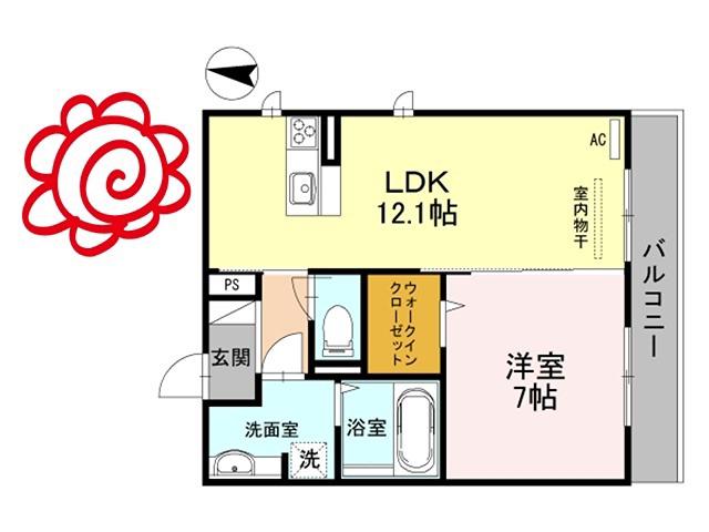リアン・セジュール(1LDK/1階)の間取り写真