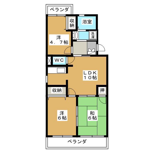 サウスワード壱番館(3LDK/1階)の間取り写真