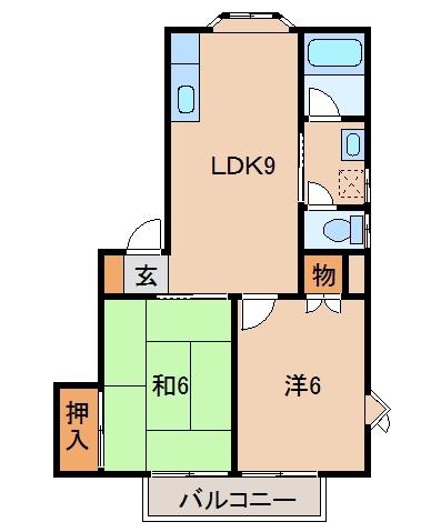 メゾン貴志川(2LDK/2階)の間取り写真