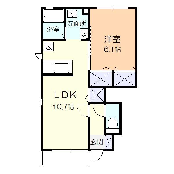 フィオーレC棟(1LDK/1階)の間取り写真
