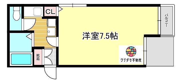 サンセットビル(1K/4階)の間取り写真