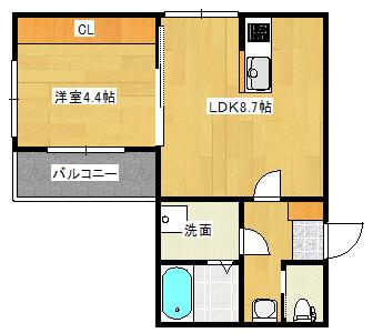 LIEN草津南(1LDK/1階)の間取り写真