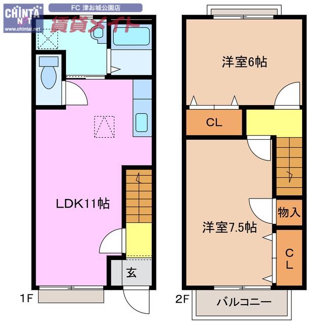 エクセルTSU(2LDK/1階)の間取り写真