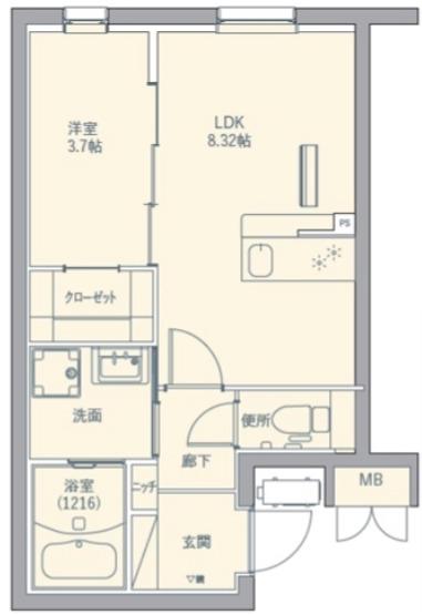 LEGALAND福島ノース(1LDK/2階)の間取り写真