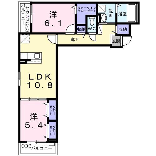 ヴィラ シャルマン(2LDK/2階)の間取り写真