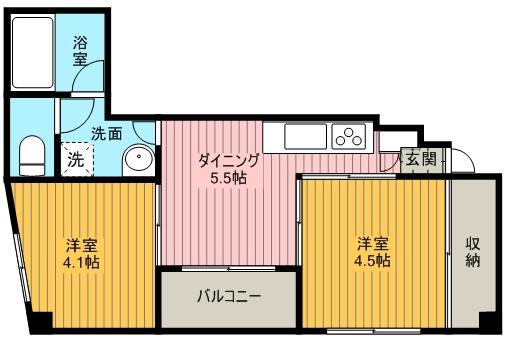 グランステージ足立(2DK/2階)の間取り写真