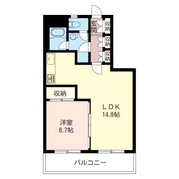 クレートメゾン 東大成(1LDK/2階)の間取り写真