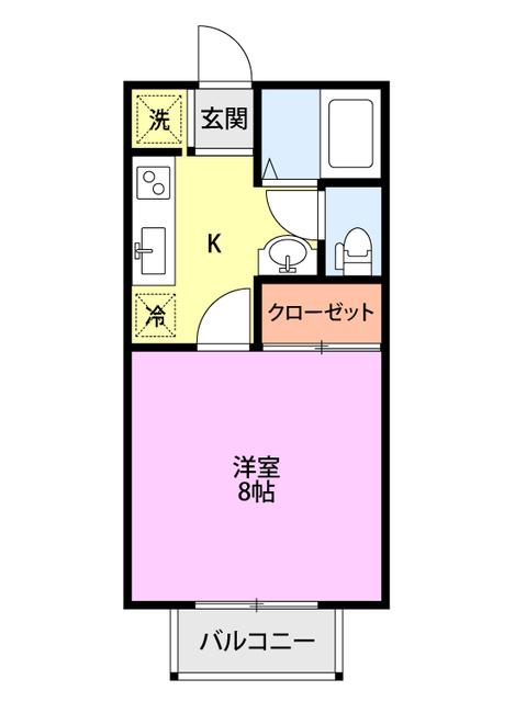 キャロル新津(1K/1階)の間取り写真