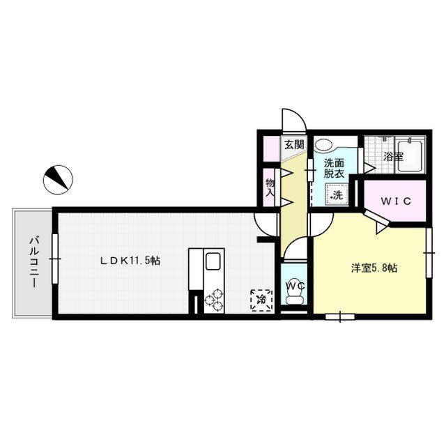 D-ROOM御笠川(1LDK/2階)の間取り写真