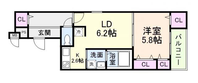フジパレス レーヴII番館(1LDK/2階)の間取り写真