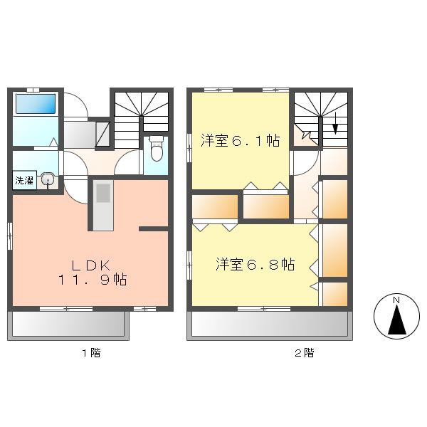 ファミーユB(2LDK/1階)の間取り写真