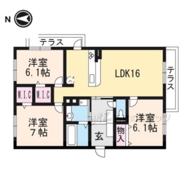 BELLE CEREZO古曽部(3LDK/1階)の間取り写真