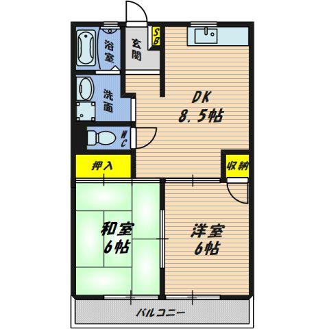 S&Kパルデンス(2DK/2階)の間取り写真
