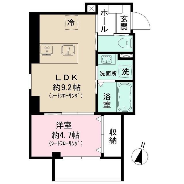 東京メトロ南北線 麻布十番駅 徒歩9分 5階建 築1年(1LDK/1階)の間取り写真