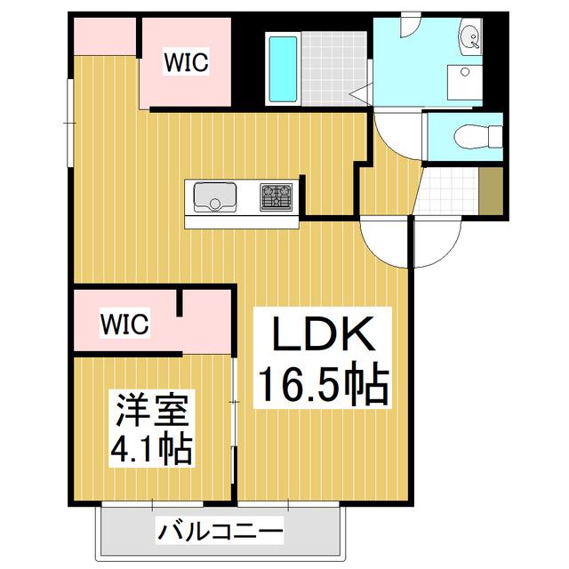 サニーコート花水木C(1LDK/2階)の間取り写真