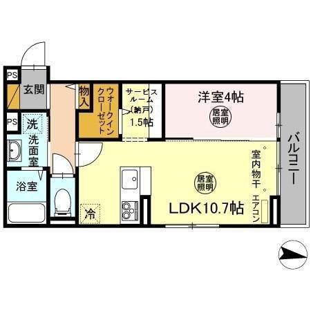 ハルメゾン三の丸(1LDK/2階)の間取り写真
