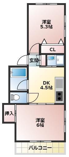 コーポ田村(2K/2階)の間取り写真