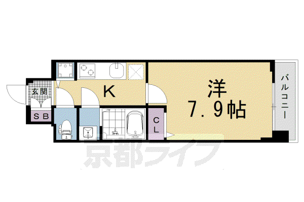 ファステート京都洛南エリーゼ(1K/7階)の間取り写真