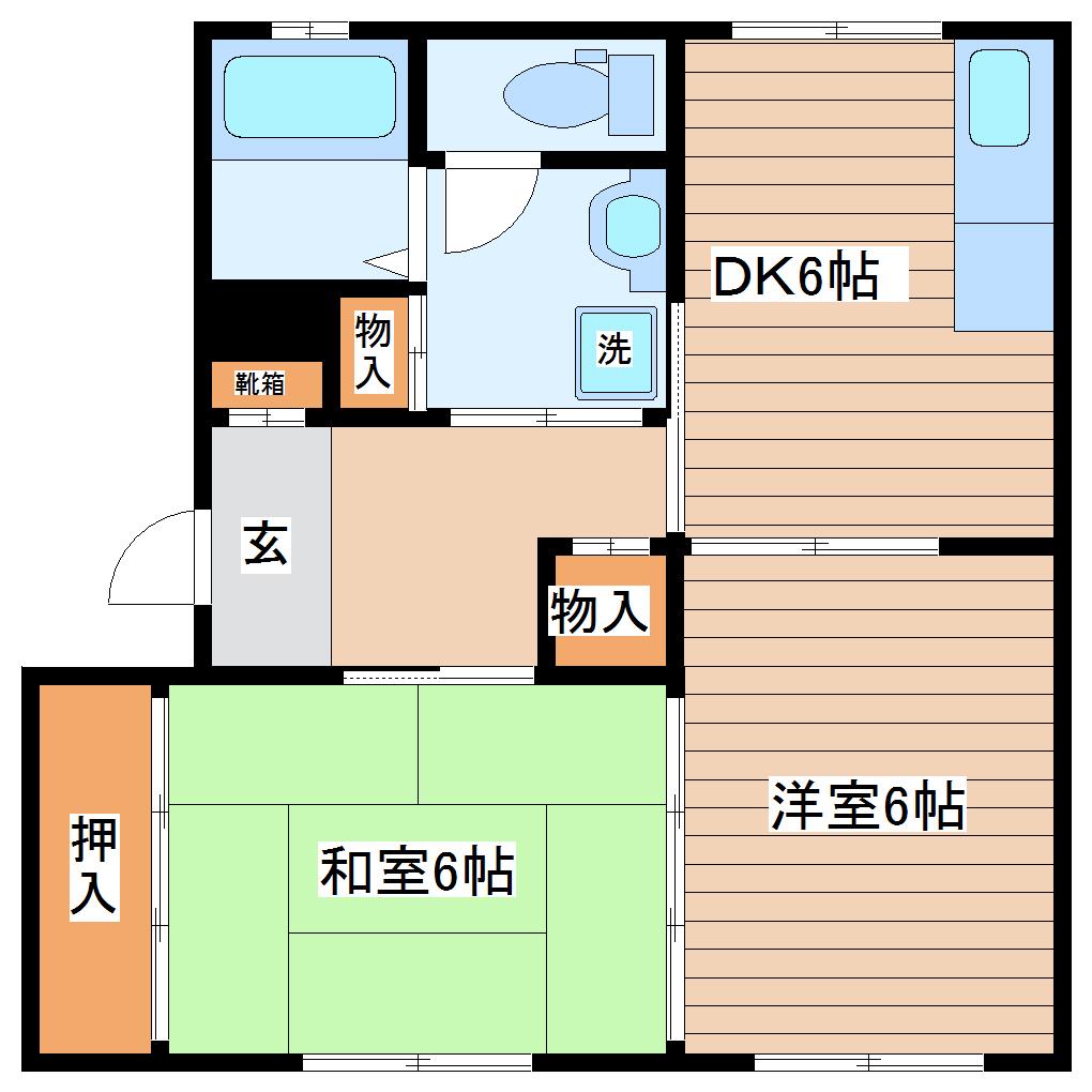 エステ-ト輝A(2DK/2階)の間取り写真