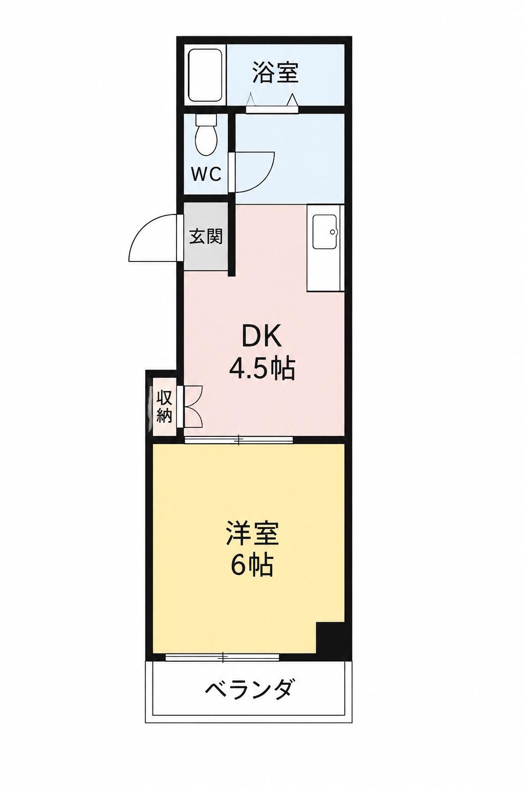 コアパレス安西(1DK/2階)の間取り写真