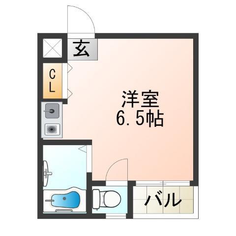 ヒルズハイツ嶺(ワンルーム/1階)の間取り写真