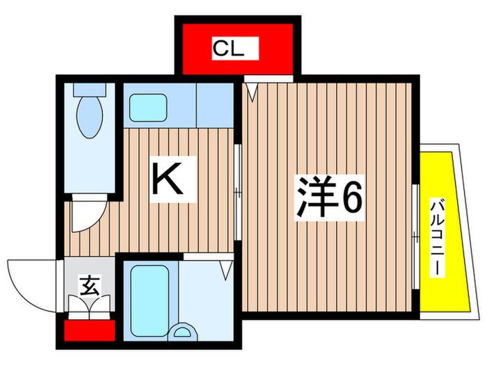 カメハウス(1K/2階)の間取り写真
