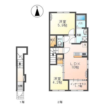 コンテント(2LDK/2階)の間取り写真