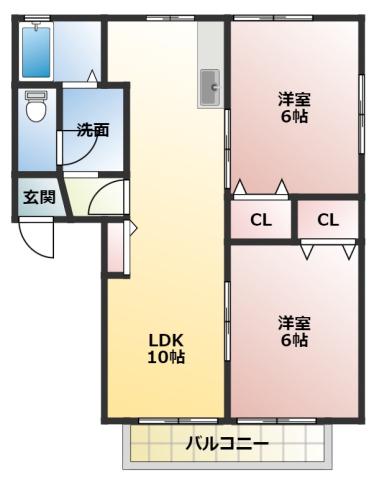 プライム21(2LDK/2階)の間取り写真