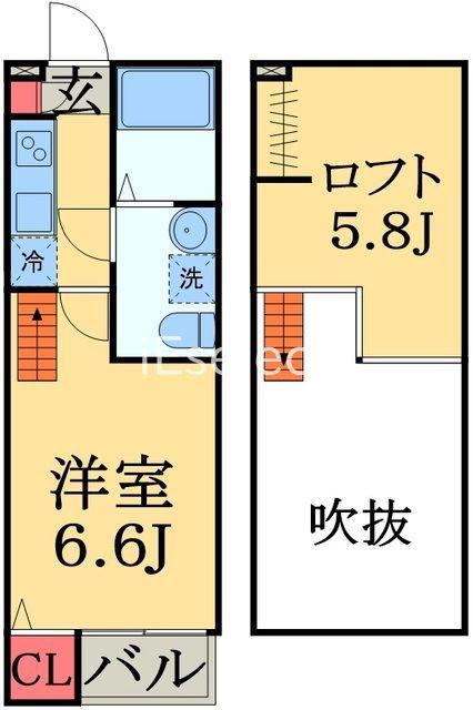 エスペランサ AK 松波(1K/1階)の間取り写真