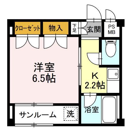 アワビル(1K/2階)の間取り写真