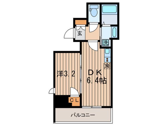 レジディア三軒茶屋III(1DK/9階)の間取り写真