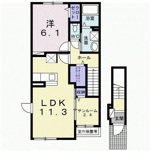 プレステージア(1LDK/2階)の間取り写真