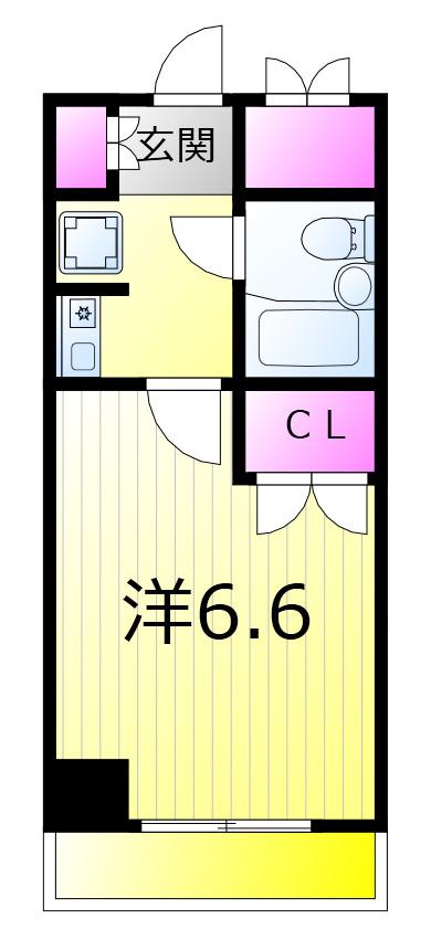 第14シントウキョウビル(1K/3階)の間取り写真
