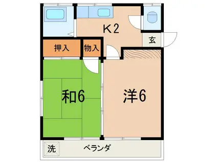 インターハイツ(2K/2階)の間取り写真