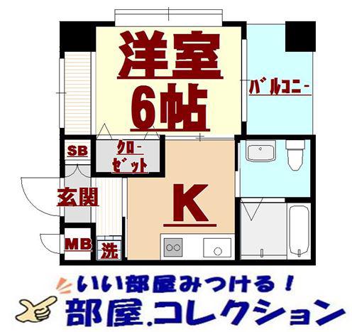 旦過タカヤコーポレーションビル(1K/8階)の間取り写真