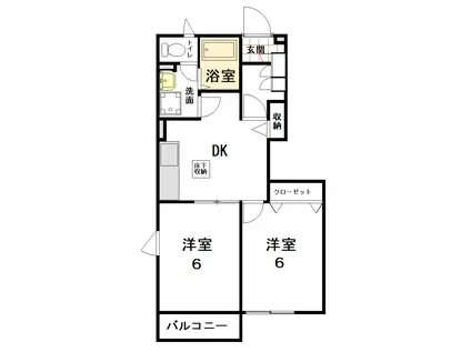 SAKURAII(2DK/1階)の間取り写真