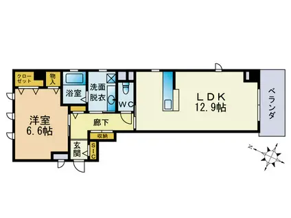 エスアイアール高宮(1LDK/2階)の間取り写真