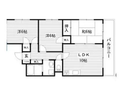 森川マンション(3LDK/2階)の間取り写真