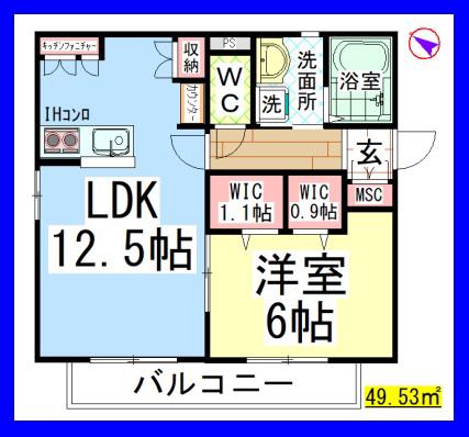 AF ヴァンベール町田(1LDK/1階)の間取り写真